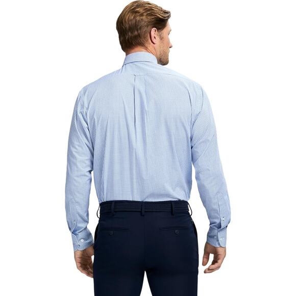 Izod Mens Dress Shirt Blue All Over Stretch Regular Fit Size MED 15-15.5 - Picture 3 of 4